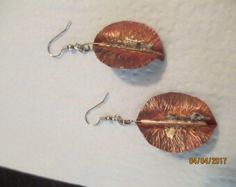 Copper Leaf Wire Earrings