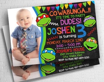 Ninja Turtles Invitation, Ninja Turtle Birthday, Ninja Turtles Birthday Invitation, Ninja Turtles Party, Ninja Turtles Birthday Party