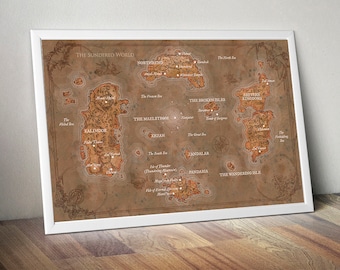 WOW map, World of Warcraft map, Lands of Kalimdor, Eastern Kingdoms, Map Azeroth, World of warcraft poster, The most complete map of Azeroth