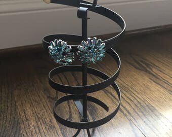Mid century modern black metal spinning earring holder