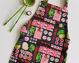 Child's Apron 3-5 years, Sushi Apron, Children's Apron, Kids Apron, Montessori Apron, Girls Apron, Boys Apron, Art Smock