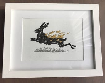 Original artwork - Ink Drawing - The Burning Hare