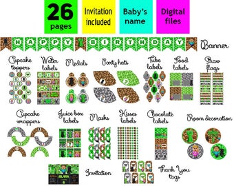 SUPER SALE!!! Mine Themed Birthday Party Printable Personalized Set with Invitation - NOT instant download