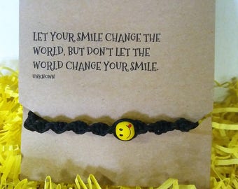 Inspirational Smile Card With Emoticon Bracelet