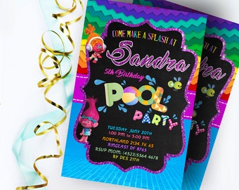 Trolls Birthday, Trolls Pool Party Invitation, Trolls Birthday Invitation,Trolls Pool Party,Trolls Party Favors,Trolls Pool Party Invitation