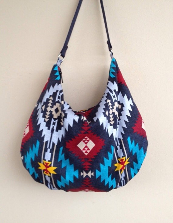 Native Hobo Bag Southwestern Purse Canvas Fabric Bag Ethnic