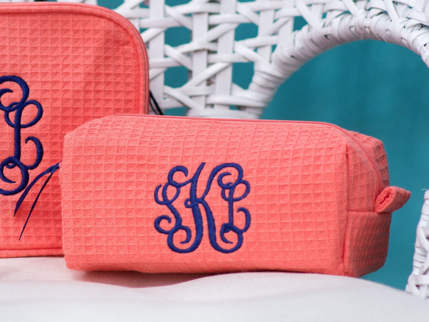 Small Size Monogrammed Cosmetic Bag Personalized makeup bags