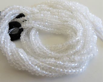 1mm - 2mm Micro-Faceted Rainbow Moonstone Rondelle Beads - One Full Strand