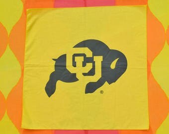 80s vintage bandana scarf university COLORADO BUFFALOES cu boulder bandanna handkerchief 90s