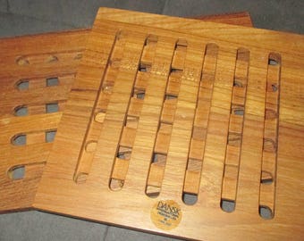 Vintage MOD Danish Modern Teak Dansk Wood Trivets Trivet Set