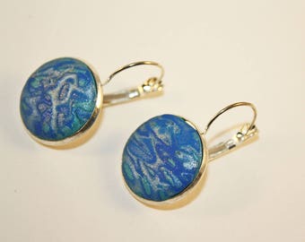 Blue Mokume Gane Earrings