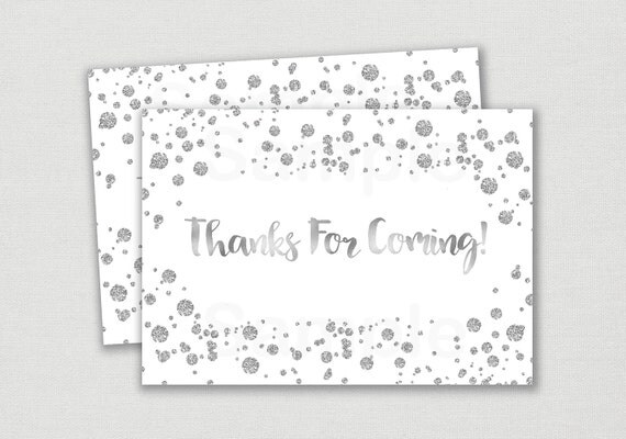 Silver Confetti Party Favor Tags / Thank You Tags / Glitter Baby Shower / Glitter Confetti / Silver & White / INSTANT DOWNLOAD A157 Il_570xn