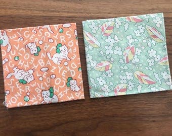 SET of 2 Pieces Japanese Import Cotton Fabric - 19 Inch x 13 Inch ( 50 cm x 35 cm) EACH