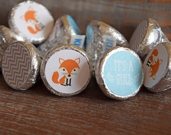 Woodland Baby Shower Favors - Woodland Baby Shower Fox Hershey Kiss Stickers - Woodland Fox Candy Labels - Woodland Baby Shower Decorations