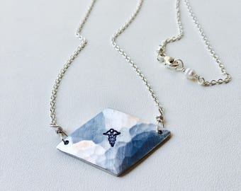 Medical Alert Necklace, Medical ID Necklace, Personalized Diamond Charm Necklace, Personalized Silver Charm Necklace