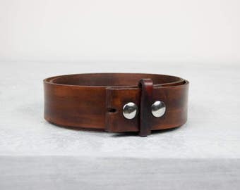 Handmade Brown Leather Belt - 1.5" Snap Belt