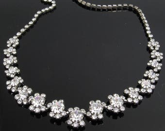 Vintage Rhinestone Choker Necklace Bridal Jewelry N7708