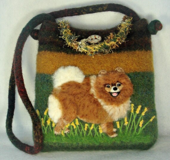 Pomeranian DogFelted Purse Felted Dog Purse Felted