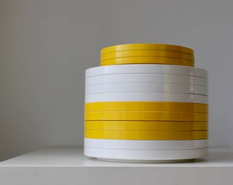 Heller Designs Plates, Yellow Heller Plates, Massimo Vignelli, Melmac Melamine, MCM Picnic Plates, Stacking Plates, Vintage Modern