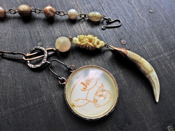 Rustic lariat necklace with toy game - “Duke of Delights”