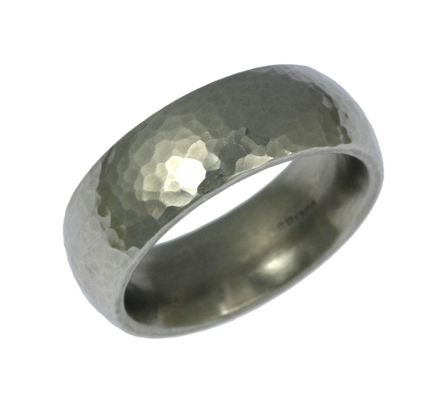 7mm Hammered Stainless Steel Mens Ring Mens Hammered Wedding