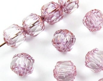 Faceted Czech Crown Cathedral Beads-PALE LAVENDER 8mm (12)