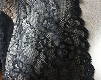 Black Chantilly Lace Garter Belt Vintage Style Sheer