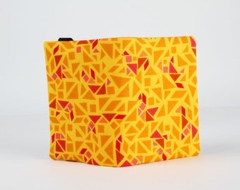 Fabric card holder - Puzzle in yellow / Geogram / Samarra Khaja / orange pink red metallic gold