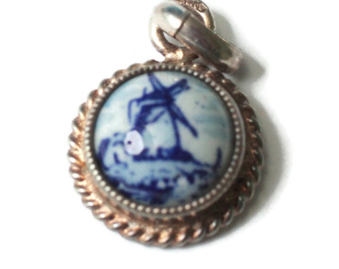 Netherlands Delft Windmill Charm 830 Silver Holland Vintage Gift Idea