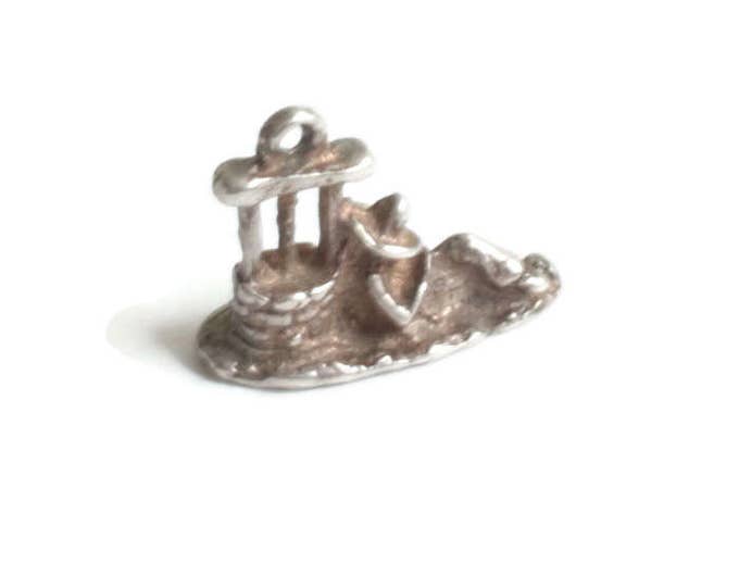 Vintage Sterling Charm Peasant in Sombrero Sleeping Next to Well