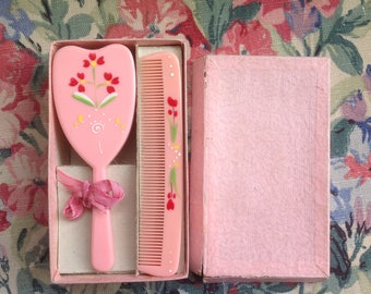 Vintage Child's Brush And Comb Set