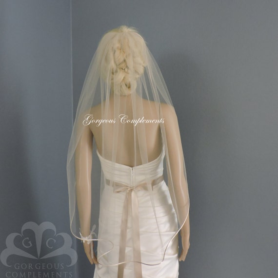 Sheer Wedding Veil with Satin Rattail Edge Bridal Veil RE50X