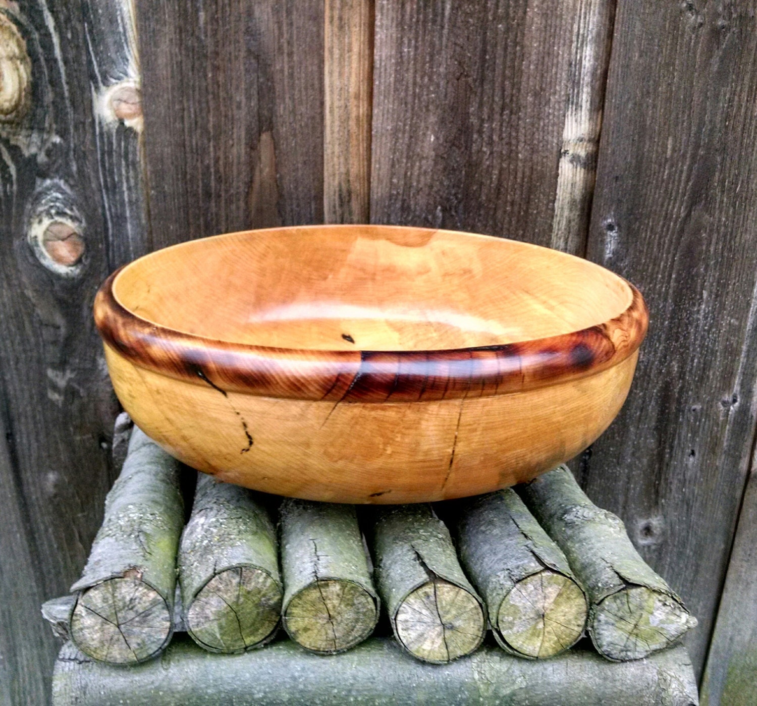 Wood Bowl Reclaimed Maple Wood Wooden Bowl Rustic