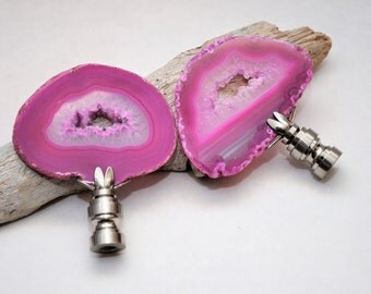Lamp Finial - Neon Pink Druzy Brazilian Agate