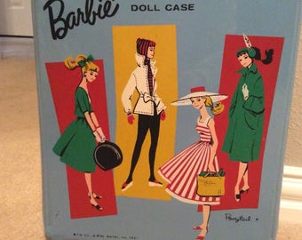 Vintage Ponytail Barbie Trunk Case/1961/vinyl/Blue/