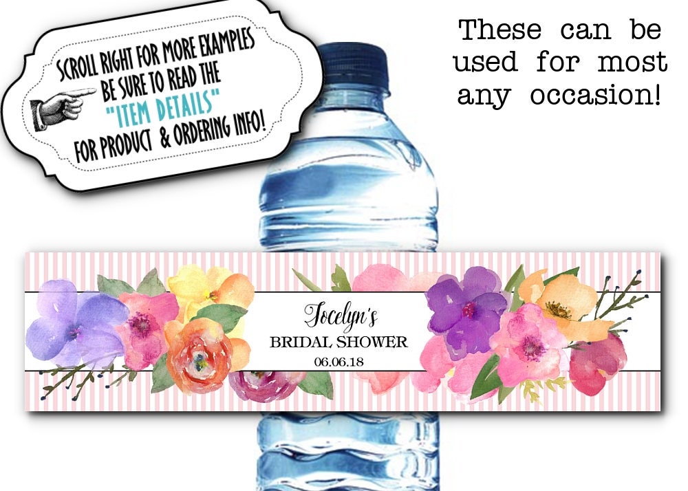 10 Waterproof Peel & Stick Water Bottle Labels Wedding Baby