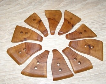 10 Handmade apple wood buttons, accessories ( 1,96" x 1,18")