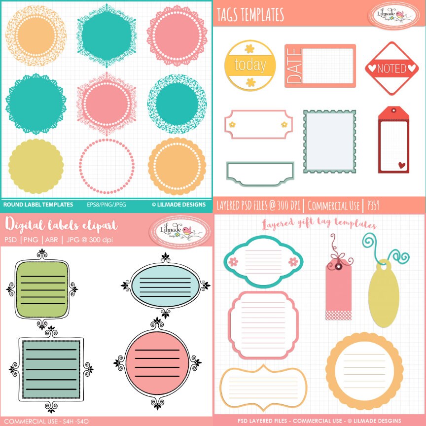 Digital Tags Digital Labels Template Bundle Photoshop Templates Png Templates Psd Templates Studio Label Templates