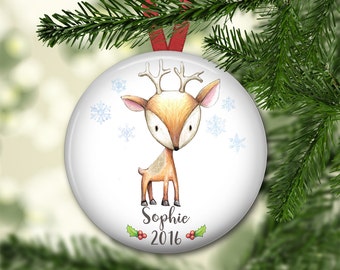 personalized Christmas ornaments for baby - baby's first christmas ornament - baby reindeer christmas decorations - ORN-PERS-2