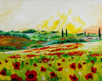 Italian Landscape ART Painting Original Painting Landscape "TUSCANY" Italy Italian Landscape & Scenic