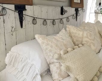 Ruffled Pillow Cases | Ruffled Shams | Linen Pillow Cases | Farmhouse Linens | Pillow Cases | Linen Bedding | Shabby Chic Bedding