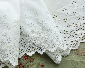 1 yard+ Antique cotton edwardian lace 8" wide whitework dress trim wedding dress flapper intricate pattern