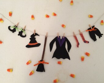 Witch Clothesline Halloween Decoration