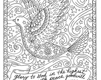 christmas coloring page dove christian scripture adult digi stamp coloring book - Christian Coloring Pages For Adults christmas coloring page dove christian scripture adult digi stamp coloring book - Christian Coloring Pages For Adults