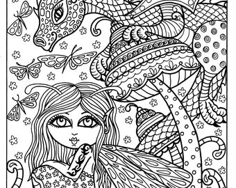 Zen Fairy Adult coloring page Instant Download Fairies to