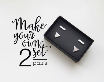 minimal earrings Set of 2 stud earrings / earring set / stainless steel earrings / surgical steel studs