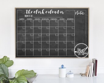 Reusable Dry Erase Family Wall Calendar - DIY Printing Only