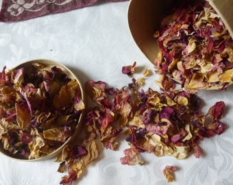 Real Dried Rose Petals Red, Pink, Cream 2 cups