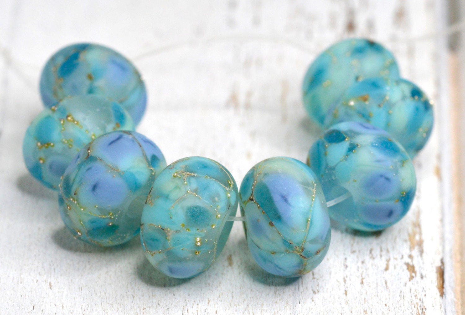 sea glass collection...larimar lookalikes lampwork beads set