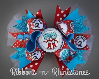 Thing 1 Bow, Thing 2 Bow, Thing 1 and Thing 2 Bow, Cat in the Hat Bows, Thing 1 Hair Bows, Thing 2 Hair Bows, Cat in the Hat costume bows